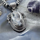Sterling Silver Southwestern Style Elongated Oval Dendritic Agate Decorated Pendant For Women