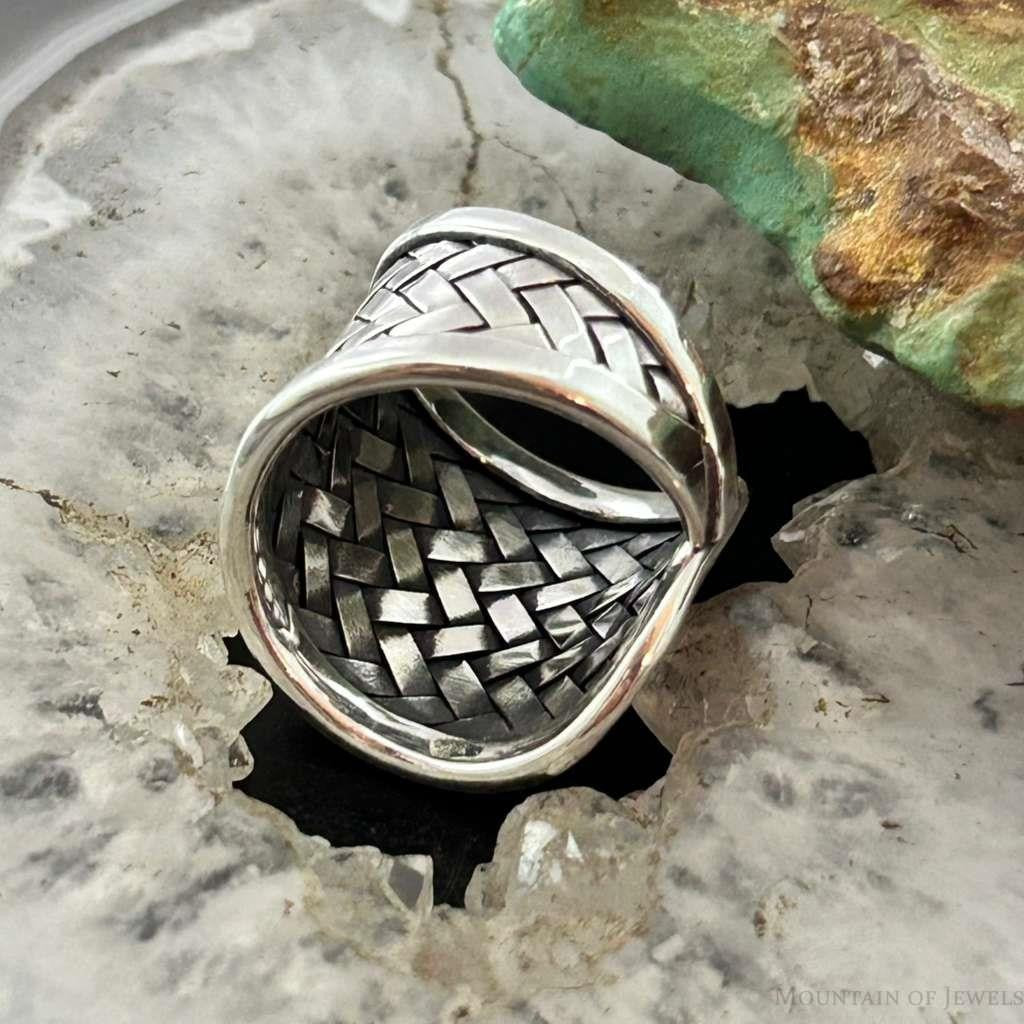 Sterling Silver Tapered Woven Fashion Ring For Women