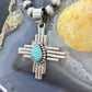 Sterling Silver Southwestern Style Teardrop Mohave Turquoise Unisex Zia Pendant
