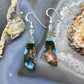 Sterling Silver Elongated Triangle Chrysocolla Slab Dangle Earrings For Women #229