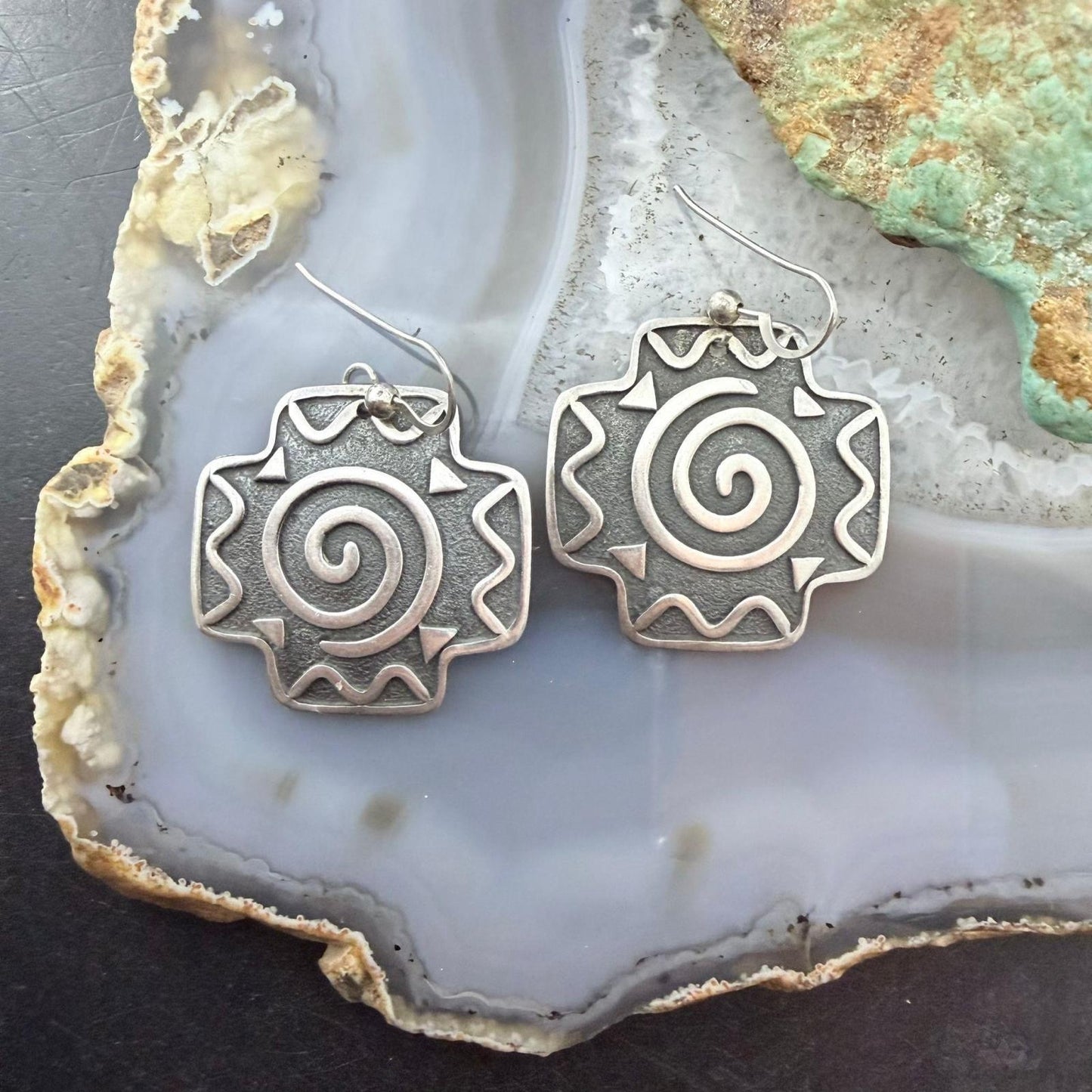 Ann Farella Santa Fe Sterling Silver Circle of Life Cross Dangle Earrings For Women