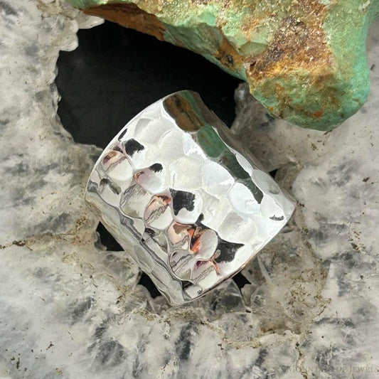 Sterling Silver Hammered Tapered Fashion Ring For Women