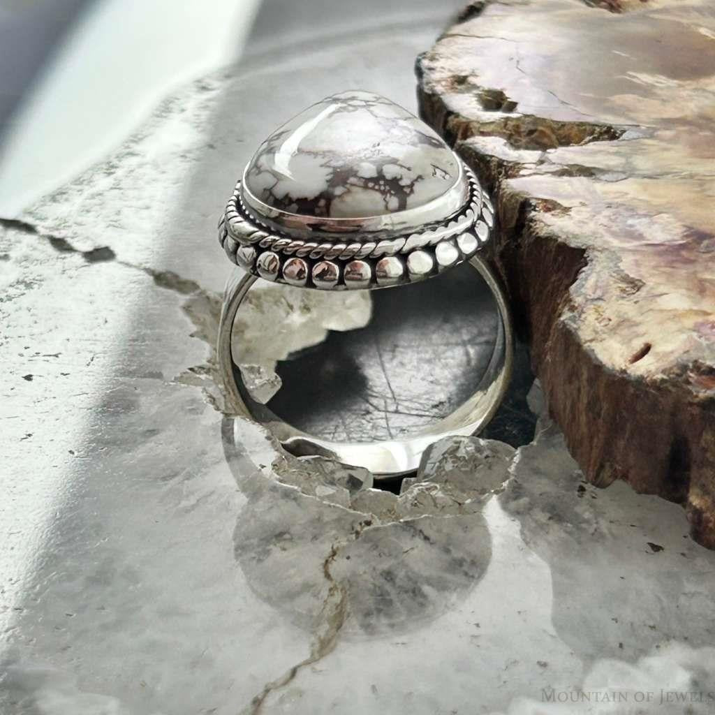 Sterling Silver Southwestern Style Teardrop Wild Horse Ring Size 6.75 For Women