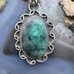 Sterling Silver Southwestern Style Oval Emerald Decorated Pendant For Women