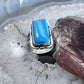 Native American Sterling Silver Turquoise Bar Ring Size 7.5 For Women