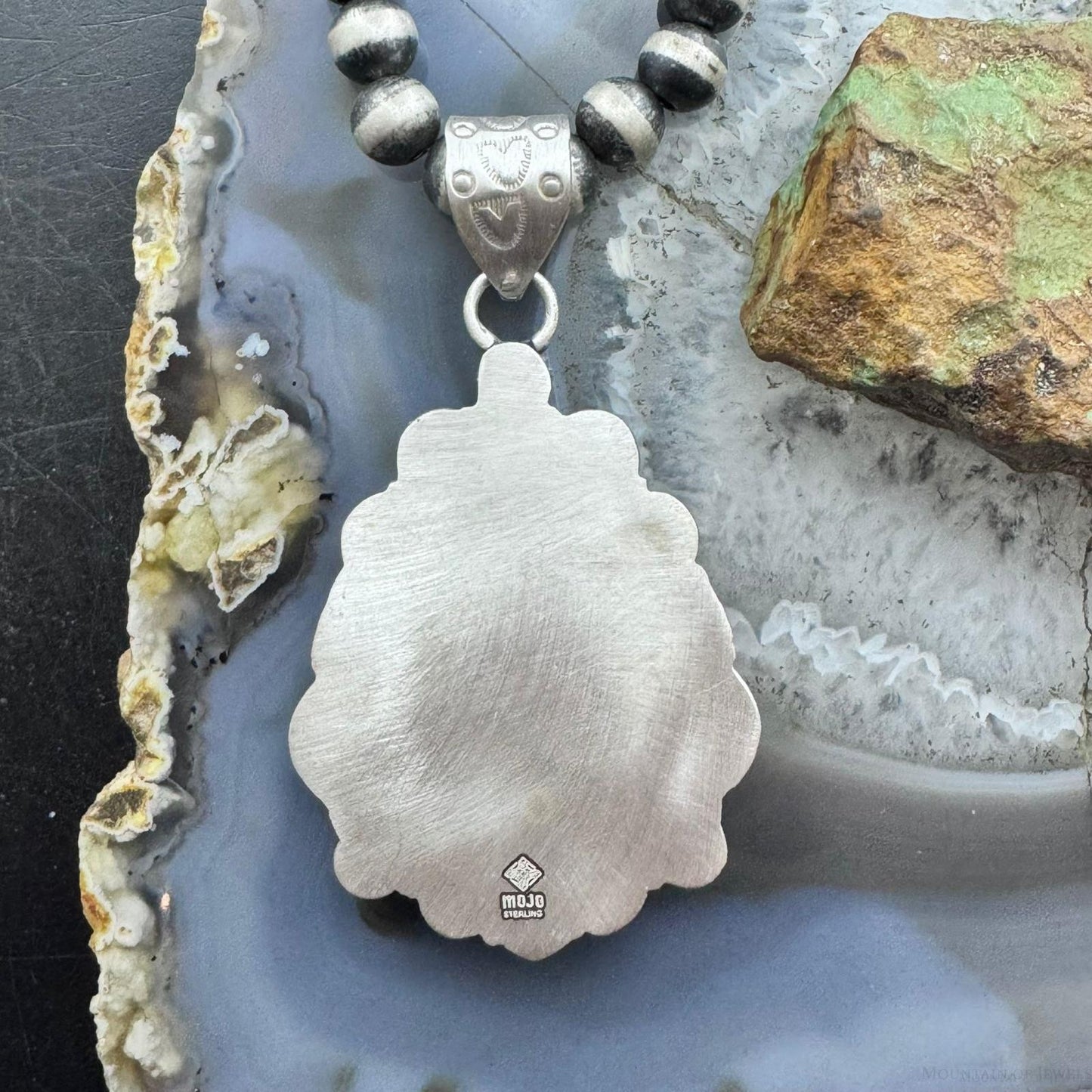 Sterling Silver Southwestern Style Teardrop Chrysocolla Decorated Pendant For Women