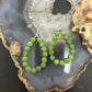 Sterling Silver 15 Rounded Peridot Beads Hoop Dangle Earrings For Women