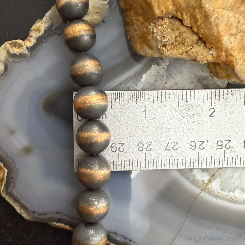 Copper 12 mm Navajo Pearl Beads Length 18"-22" Necklace For Women
