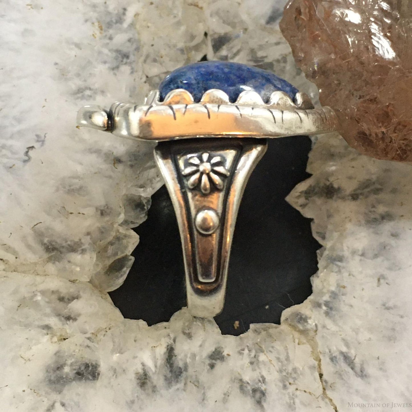 Carolyn Pollack Southwestern Style Sterling Shield Denim Lapis Ring For Women