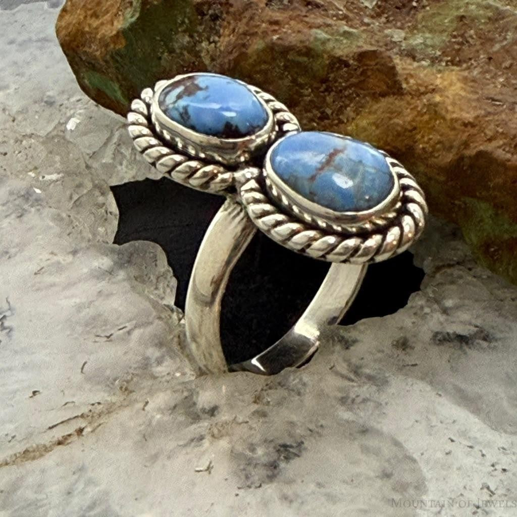 Sterling Silver Southwestern Style Golden Hill Turquoise Ring Size 8.75 For Women