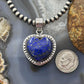 Sterling Silver Southwestern Style Lapis Lazuli Heart Pendant For Women