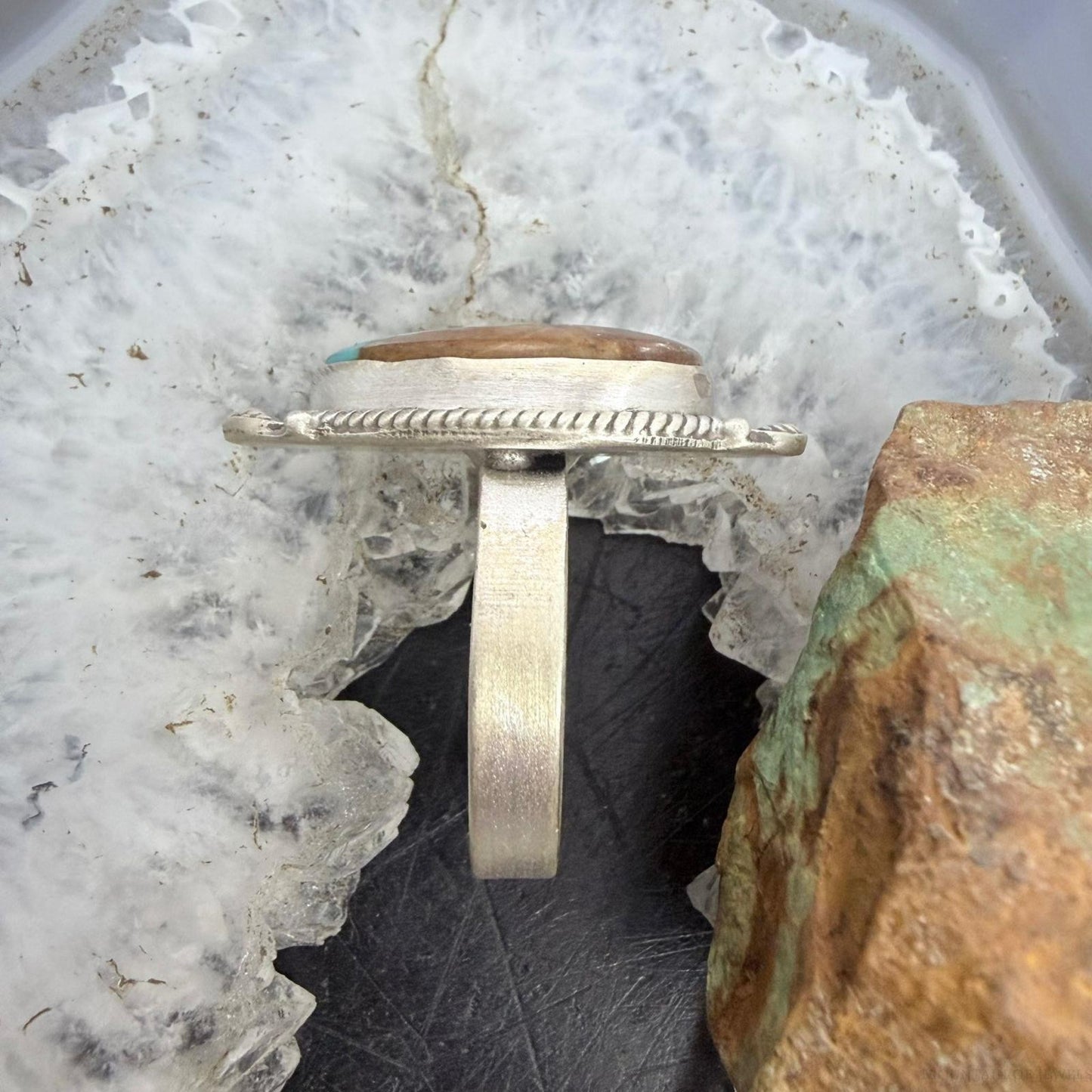 Sterling Silver Southwestern Style Teardrop Kingman Turquoise Adjustable Ring