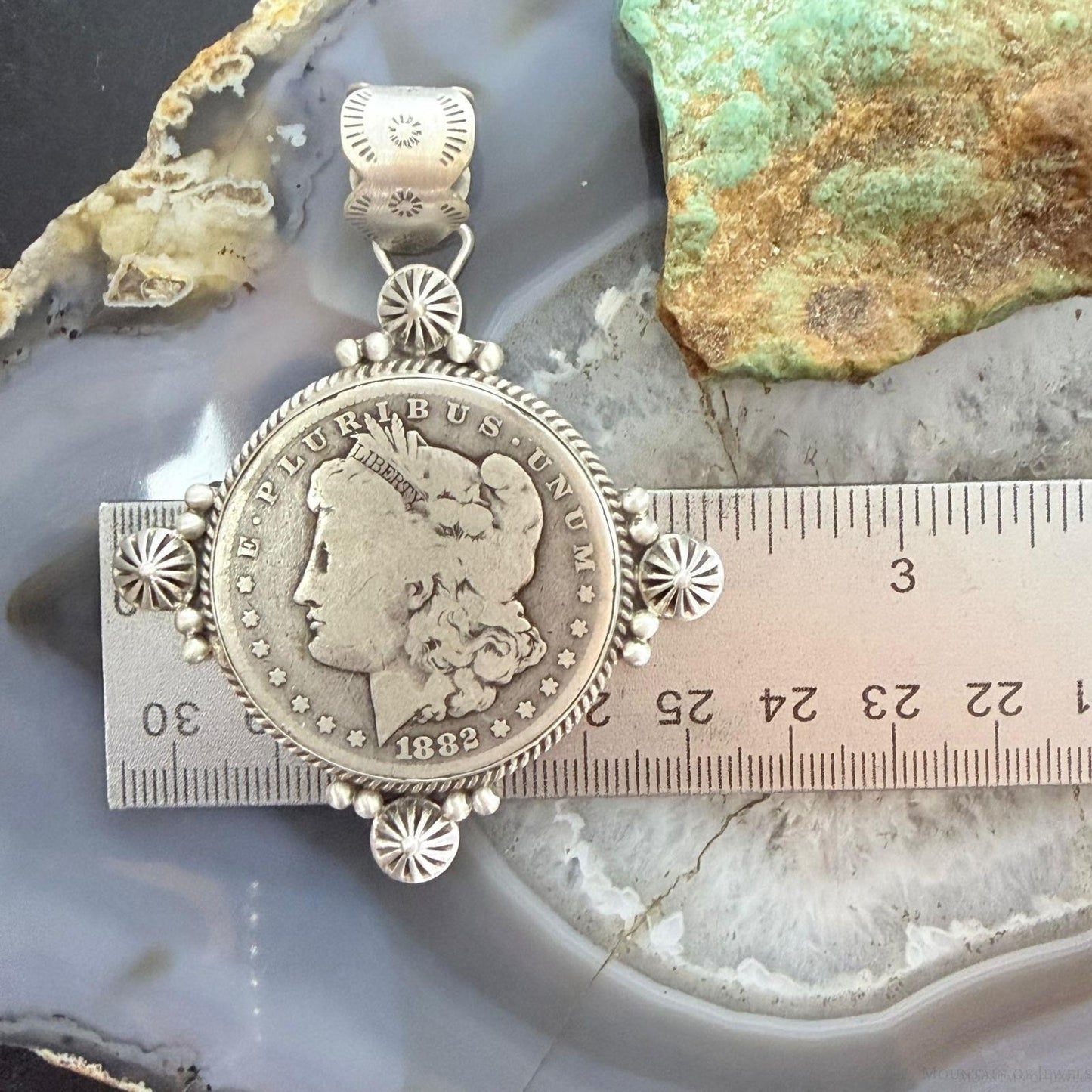 Genuine 90% Silver 1882 US Morgan Dollar Decorated Unisex Pendant