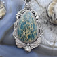 Sterling Silver Southwestern Style Teardrop Sediment Jasper Flower Decorated Pendant For Women