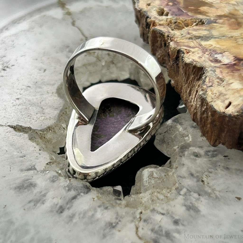 Sterling Silver Southwestern Style Teardrop Stichtite Ring Size 7 For Women