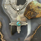 Sterling Silver Southwestern Style Round Mohave Turquoise Unisex Zia Pendant #2