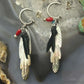 Carolyn Pollack Southwestern Style Sterling Silver MOP Etched Feather Dangle Earrings