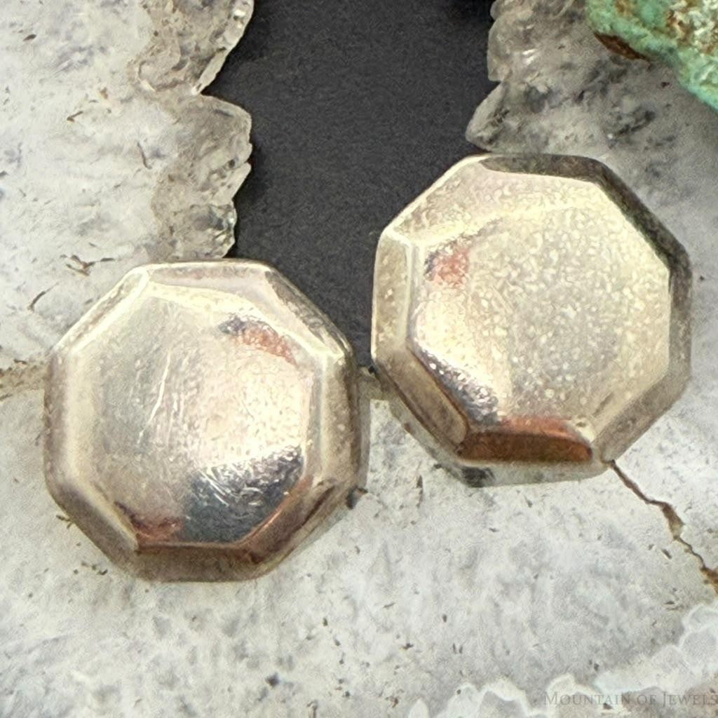 Vintage Sterling Silver Octagon Fashion Stud Earrings For Women