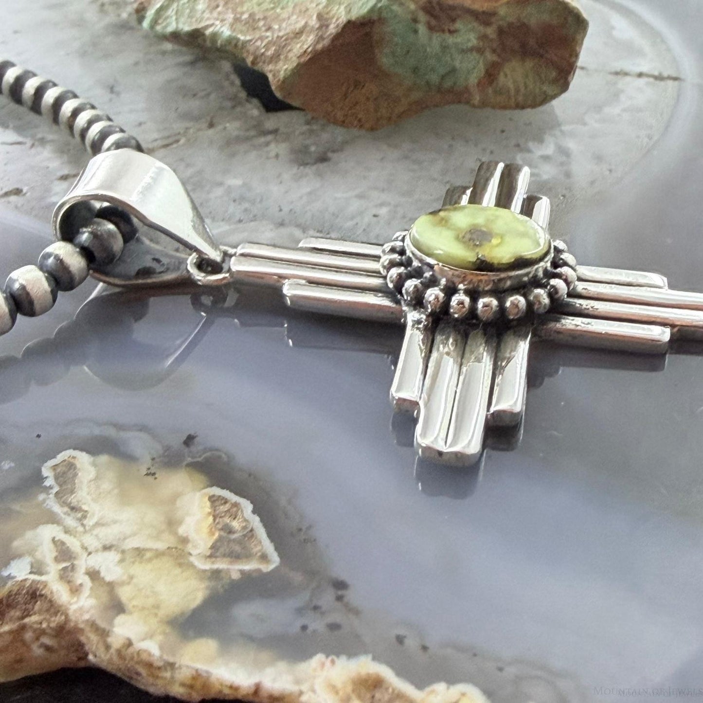 Sterling Silver Southwestern Style Oval Palamino Unisex Zia Pendant