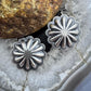 Native American Sterling Silver Repousse Large Concho Stud Earrings For Women