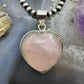 Sterling Silver Southwestern Style Pink Quartz Heart Shape Pendant For Women