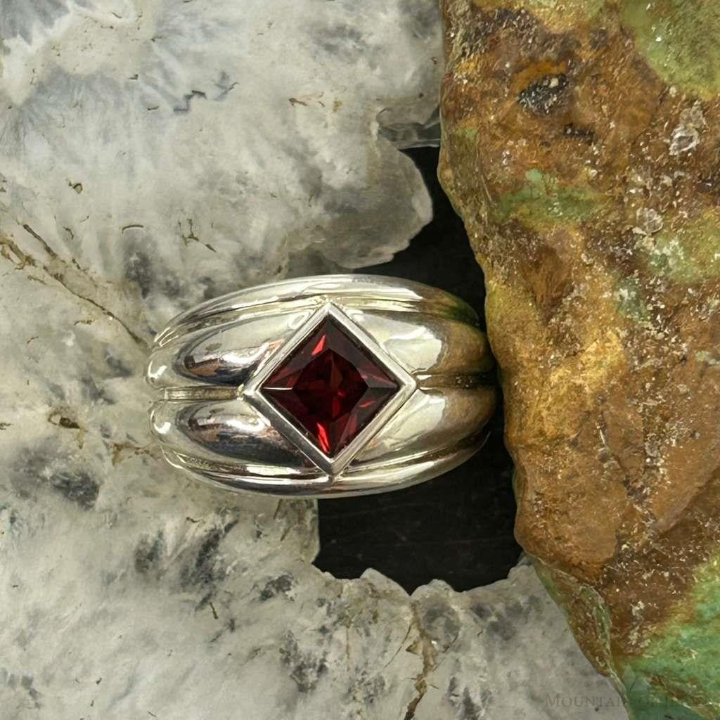 Carolyn Pollack Sterling Silver Faceted Garnet Decorated Ring For Women