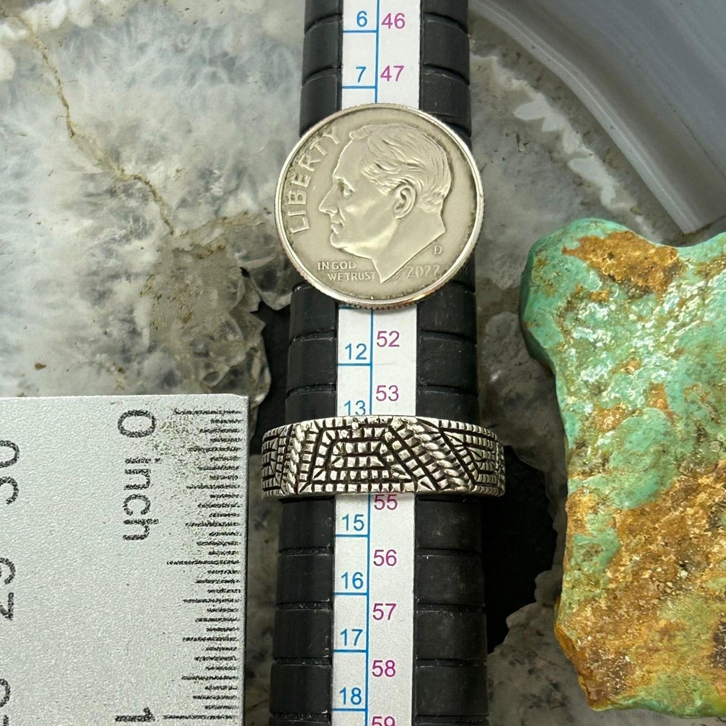 Elgin Tom Vintage Native American Sterling Silver Basket Weave Design Ring Size 7 For Women