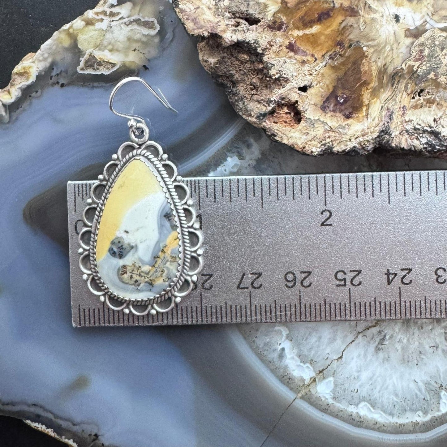 Sterling Silver Southwestern Style Teardrop Maligano Jasper Dangle Earrings For Women #2