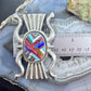 Vintage Ken Jones Native American Sterling Silver Sandcast Inlay Belt Buckle For Men