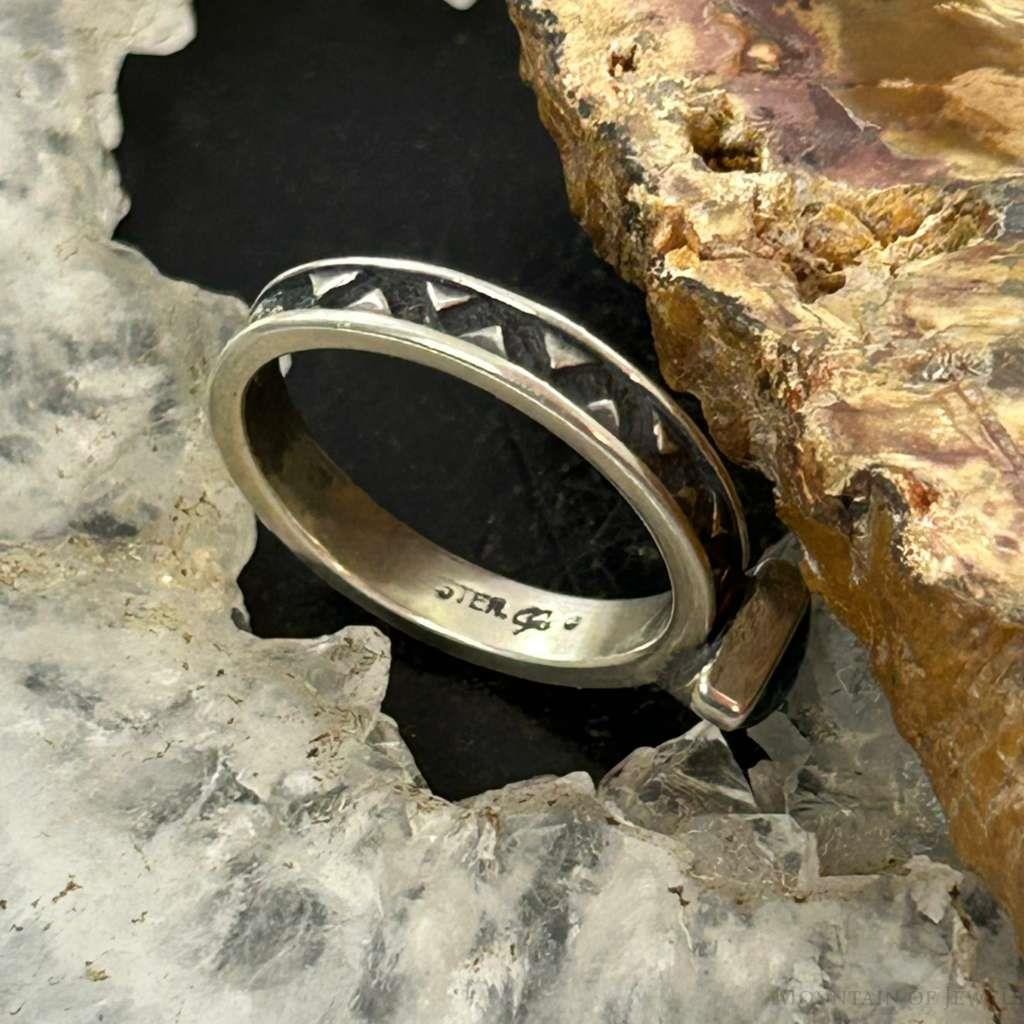 Carolyn Pollack Sterling Silver Chip Inlay Lapis Slim Ring Size 5 For Women