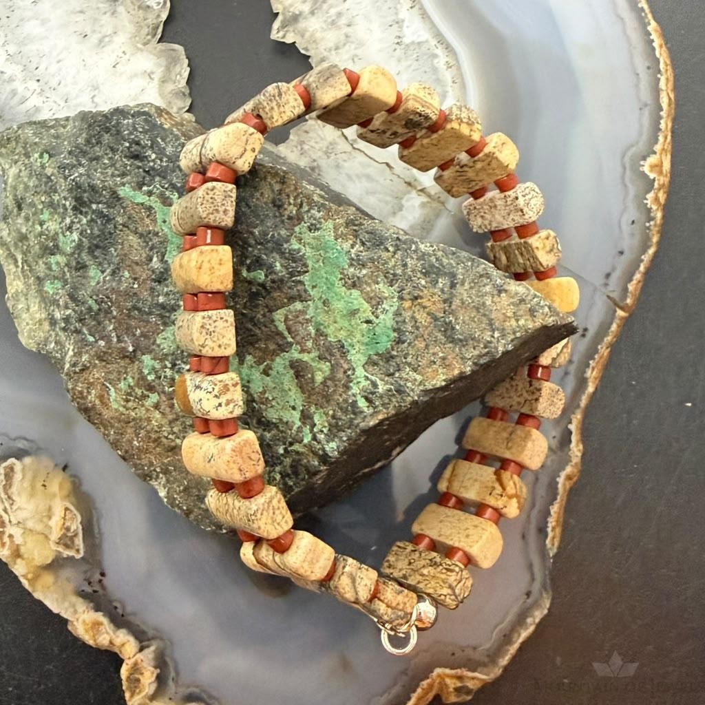 Carolyn Pollack Sterling Silver Rectangle Picture Jasper Stretch Bracelet For Women