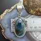 Sterling Silver Southwestern Style Oval Chrysocolla Decorated Pendant For Women