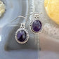 Sterling Silver Southwestern Style Oval Amethyst Dangle Earrings For Women
