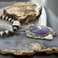 Sterling Silver Southwestern Style Oval Charoite Decorated Pendant For Women