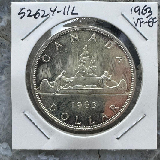 1963 Vintage Canada One Silver Dollar 0.6 Troy Ounce .800 VF-EF #52624-11L