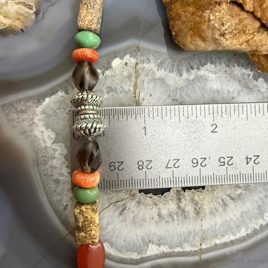 Carolyn Pollack Sterling Silver Multistone Beads Magnetic Clasp 16" Necklace For Women