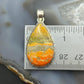 Sterling Southwestern Style Wide Teardrop Bumblebee Jasper Decorated Pendant