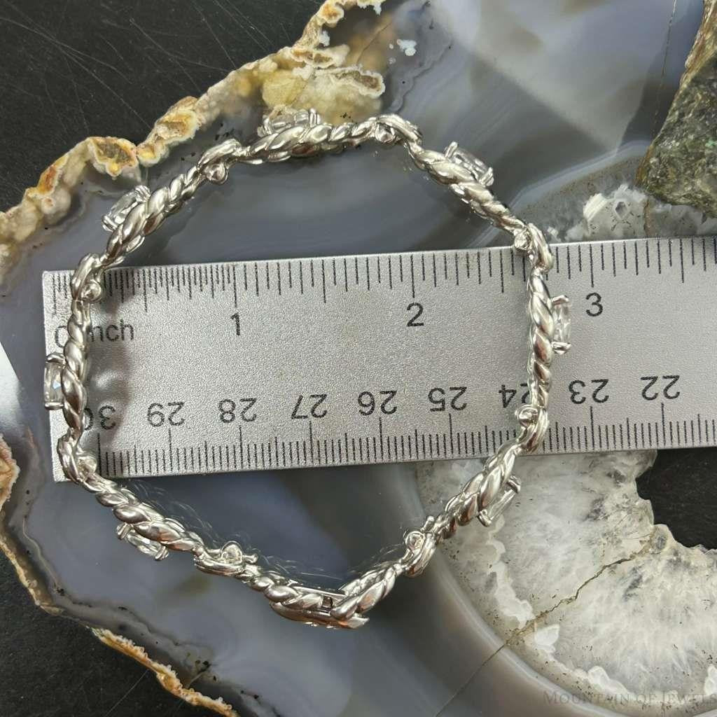 Carolyn Pollack Sterling Silver 6 Faceted White Topaz Link Bracelet For Women