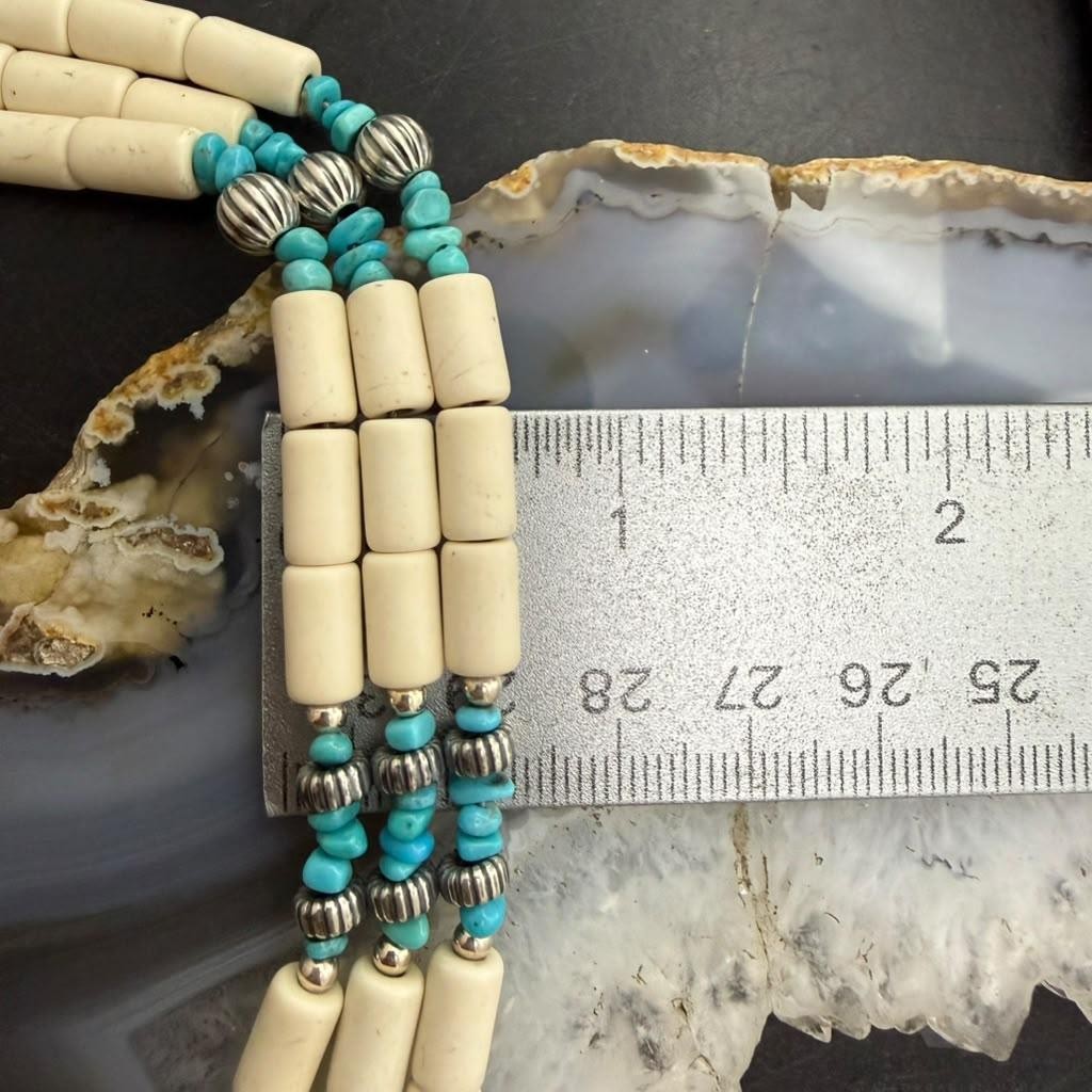 Carolyn Pollack Sterling Silver Concho w/Turquoise &White Agate 19" Necklace For Women.