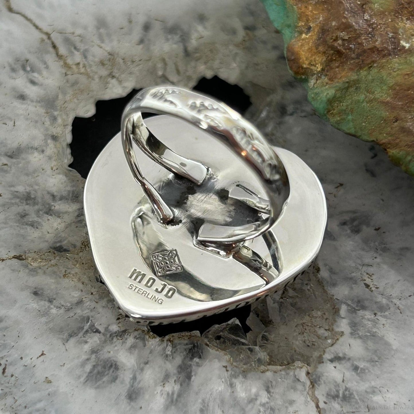 Sterling Silver Southwestern Style White Buffalo Heart Shape Ring Size 8 For Women