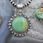 Sterling Silver Southwestern Style Round Green Turquoise Decorated Pendant For Women