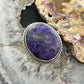 Sterling Silver Southwestern Style Oval Charoite Decorated Ring Size 7 For Women