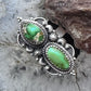 Sterling Silver Southwestern Style 2 Sonora Gold Turquoise Decorated Adjustable Ring For Women