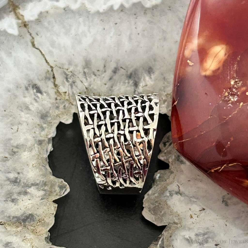Sterling Silver Open Weave Tapered Fashion Band Ring For Women