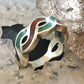 Carolyn Pollack Sterling Silver Turquoise & Coral Chip Inlay Twist Band Ring