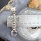 Sterling Silver Southwestern Style Cross with Turquoise Decorated Unisex Pendant