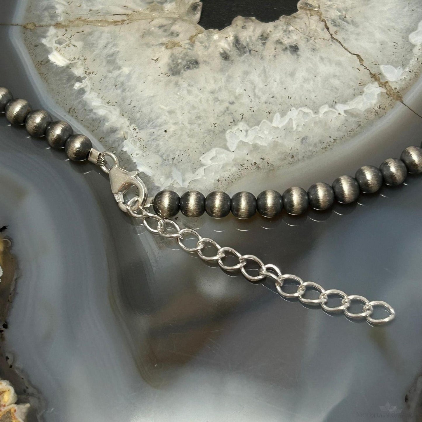 Sterling Silver Southwestern Style 5 mm Navajo Pearl Beads 18"-20" Necklace For Women