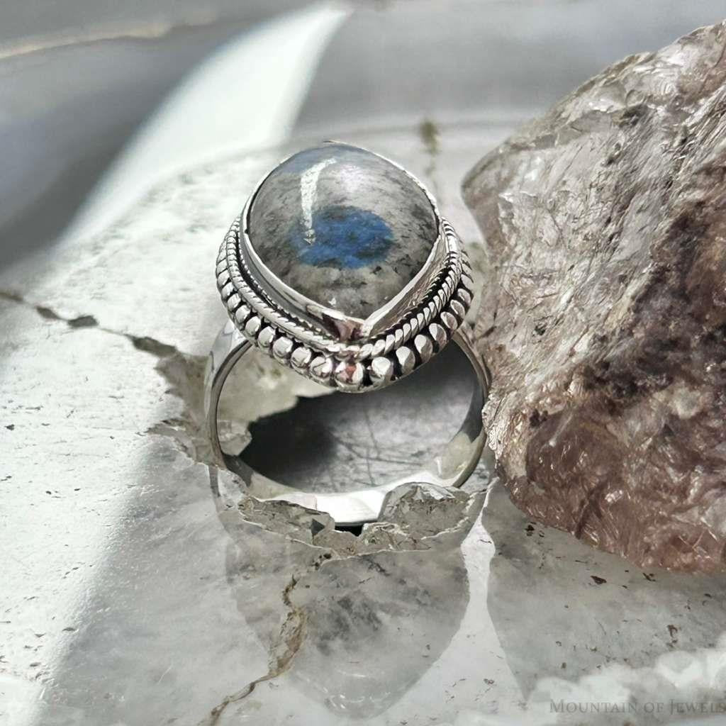 Sterling Silver Southwestern Style Marquise K2 Jasper Ring Size 7 For Women