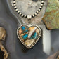 Sterling Silver Southwestern Style Turquoise Spiny Oyster Heart Pendant For Women #3