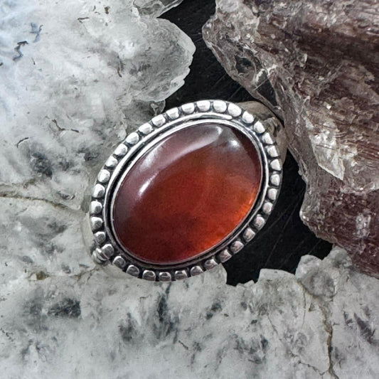 Carolyn Pollack Sterling Silver Oval Carnelian Engraved "Energy" Ring For Women